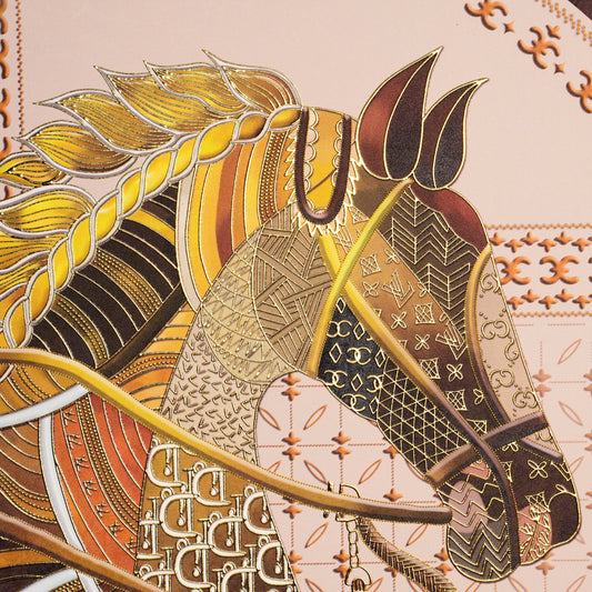 Regalia - Horse Inspired Premium 3D Leather Wall Art (Brown & Gold) ~ 3.5 x 3.5 feet