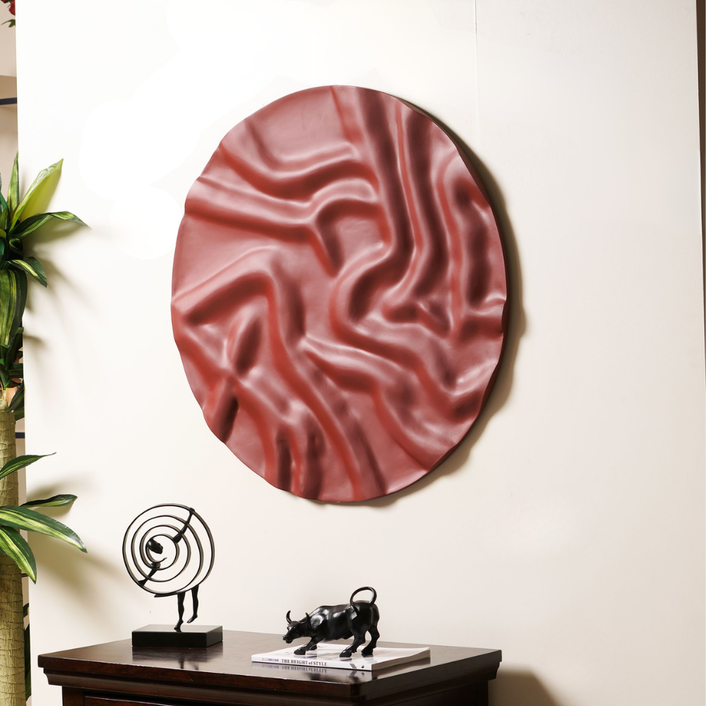 Premium Wall Art The Flow - Premium Wooden Wall Art ~ 3 feet Dia - Red