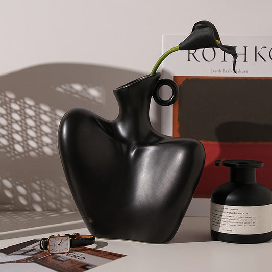 Table Vase The Celestial Being - Body Shaped Ceramic Table Vase - Black