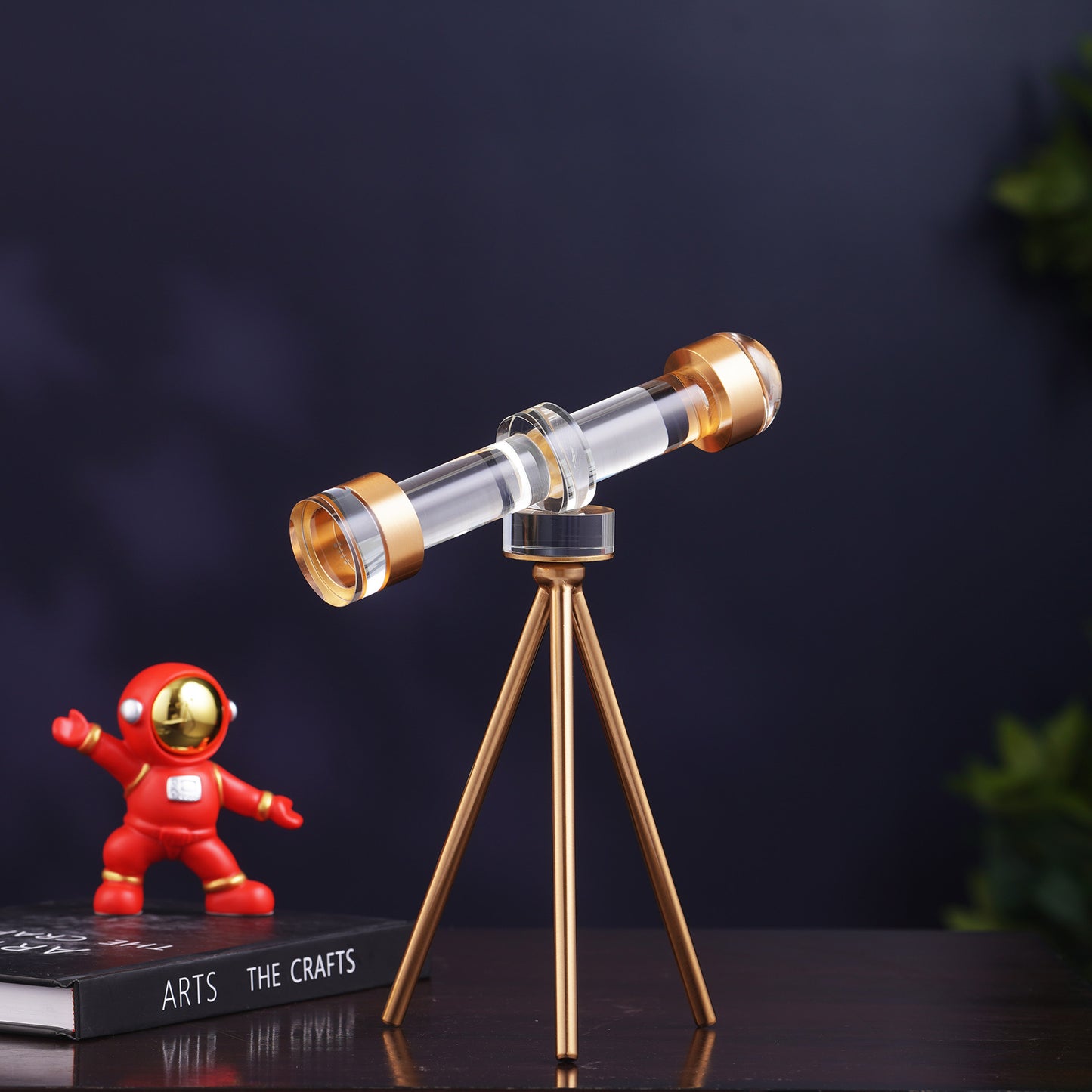 Showpiece Prism Skywatcher - Metal & Crystal Telescope Table Showpiece