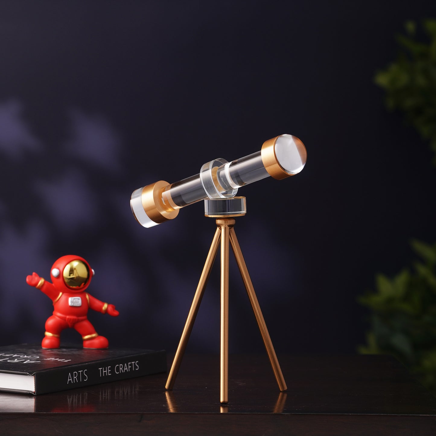 Showpiece Prism Skywatcher - Metal & Crystal Telescope Table Showpiece