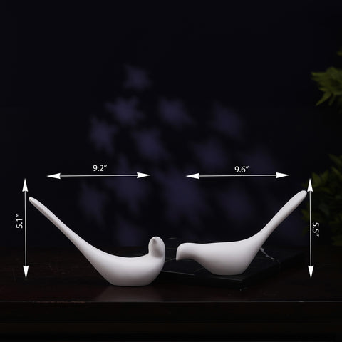 Harmony of White Wings - Set of 2 White Birds Table Showpiece