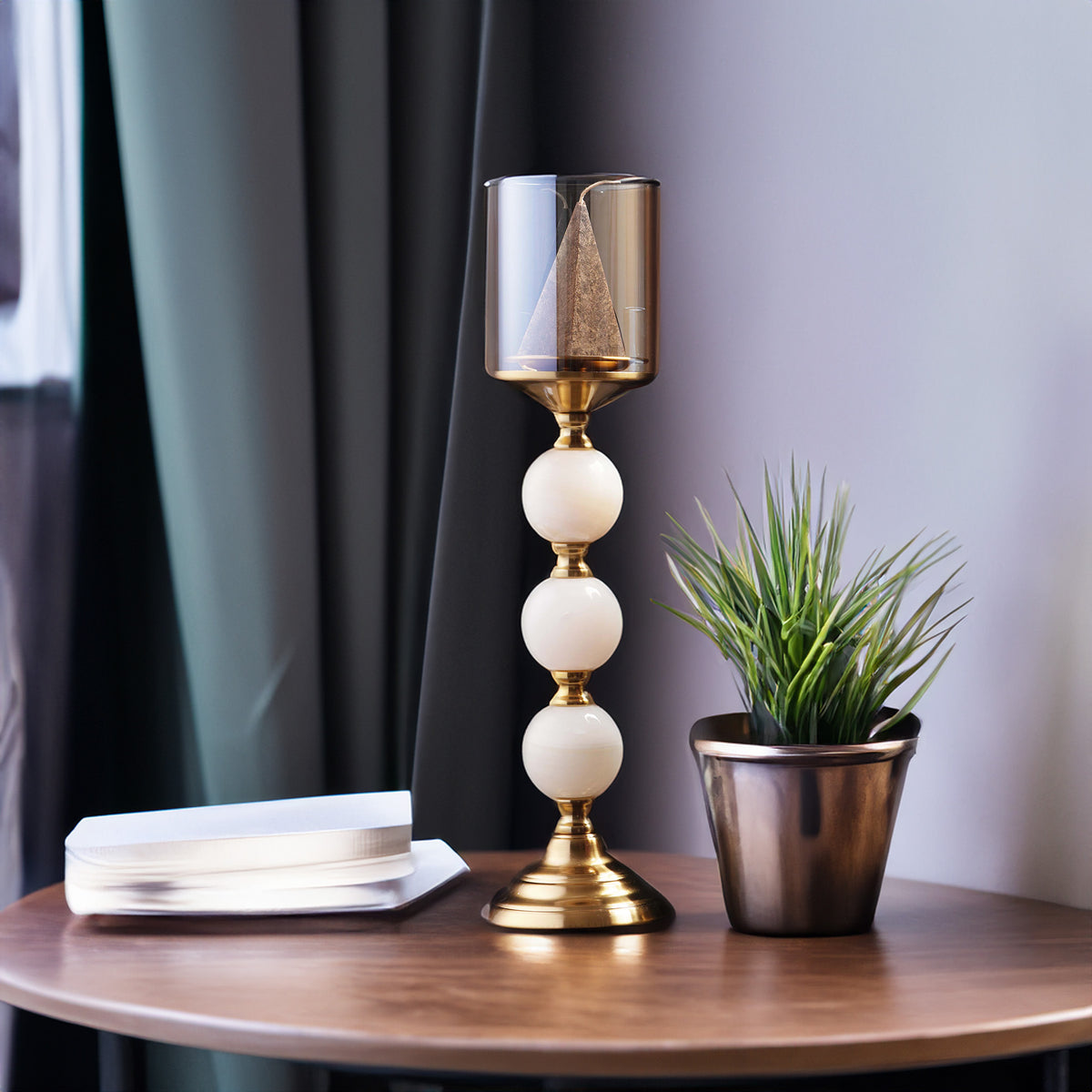 The Spheres of Success Golden Metal Candle Holder La Muse