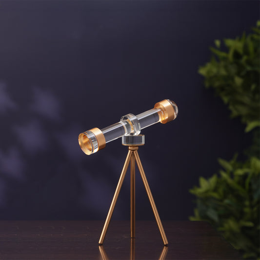 Showpiece Prism Skywatcher - Metal & Crystal Telescope Table Showpiece