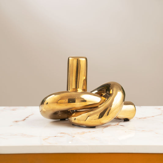 Love’s Eternal Knot - Ceramic Table Showpiece - Gold
