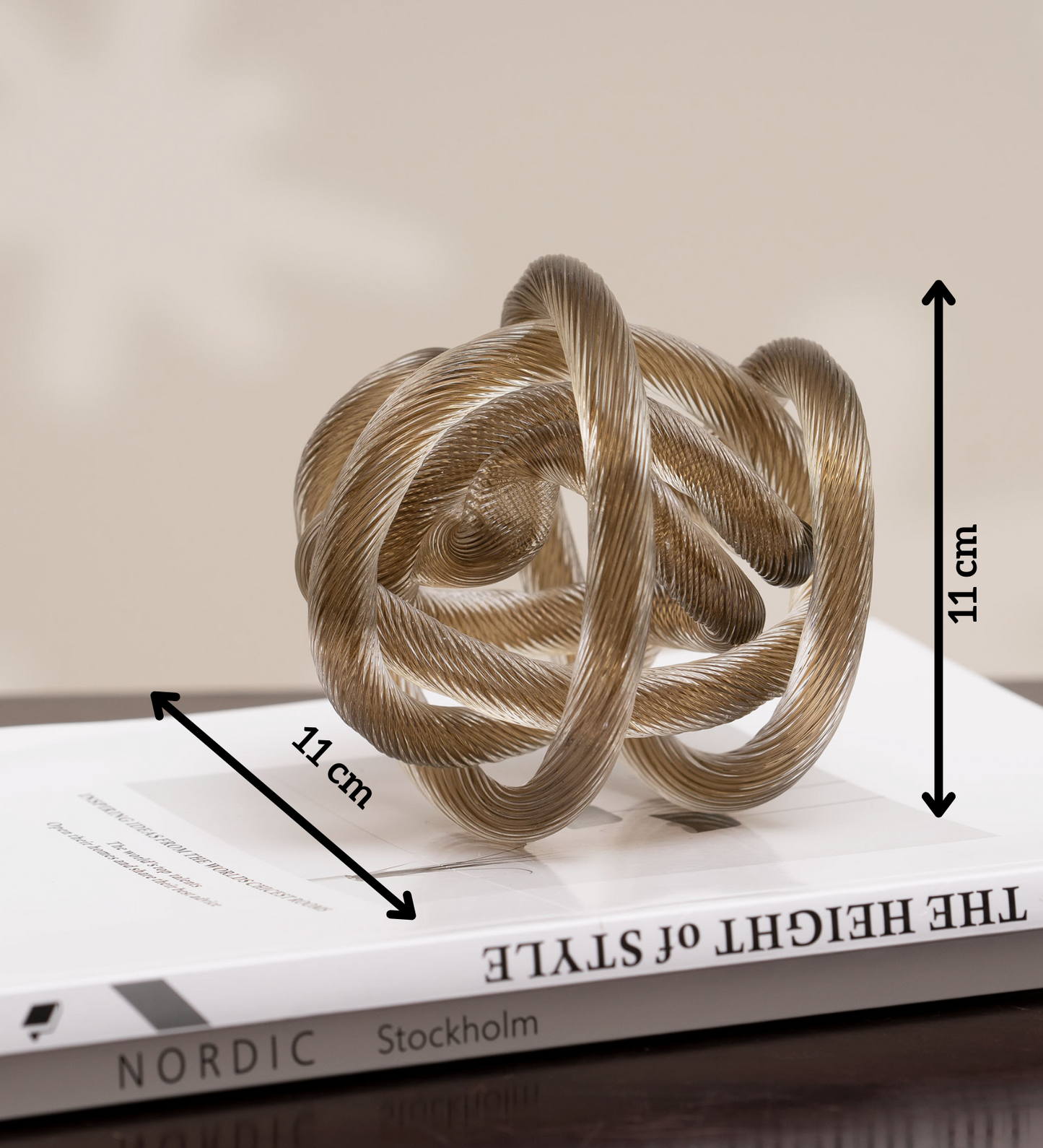 Showpiece The Tangled Sphere Glass Table Showpiece - Champagne