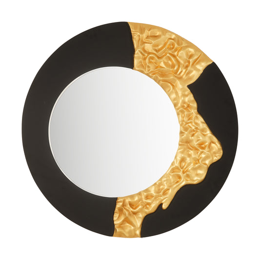 Wall Mirror The Bold Edge - Black & Gold Round Luxury Wall Mirror ~ 3.2 Feet Dia