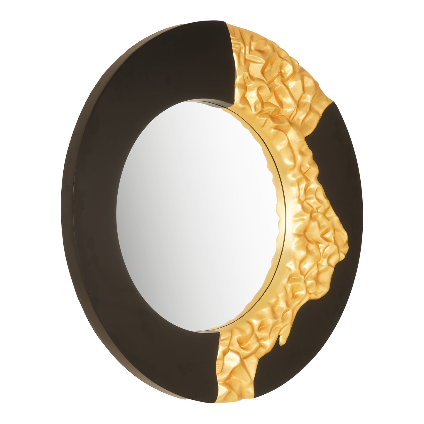 Wall Mirror The Bold Edge - Black & Gold Round Luxury Wall Mirror ~ 3.2 Feet Dia