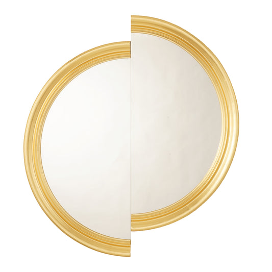 Wall Mirror The Reflective Duo - Split Style Gold Finish Luxury Wall Mirror ~ 4 ft x 3.5 ft