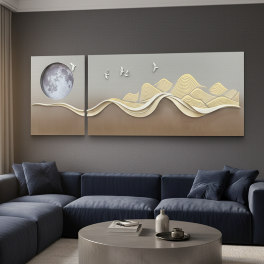 Lunaris - Moon Inspired Premium 3D Wall Art ~ 8 feet Long