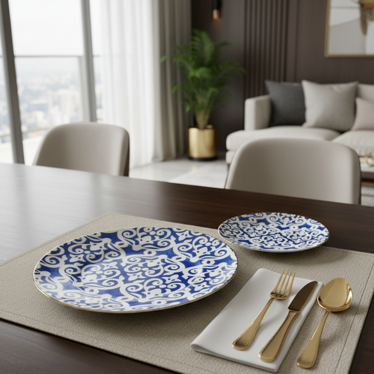 Infinite Patterns Fine Porcelain Dinner Plates (Set of 4) - Blue & White