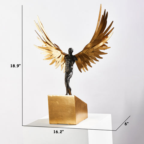 Wings Of The Warrior - Cast Iron Human Sculpture - Style 2