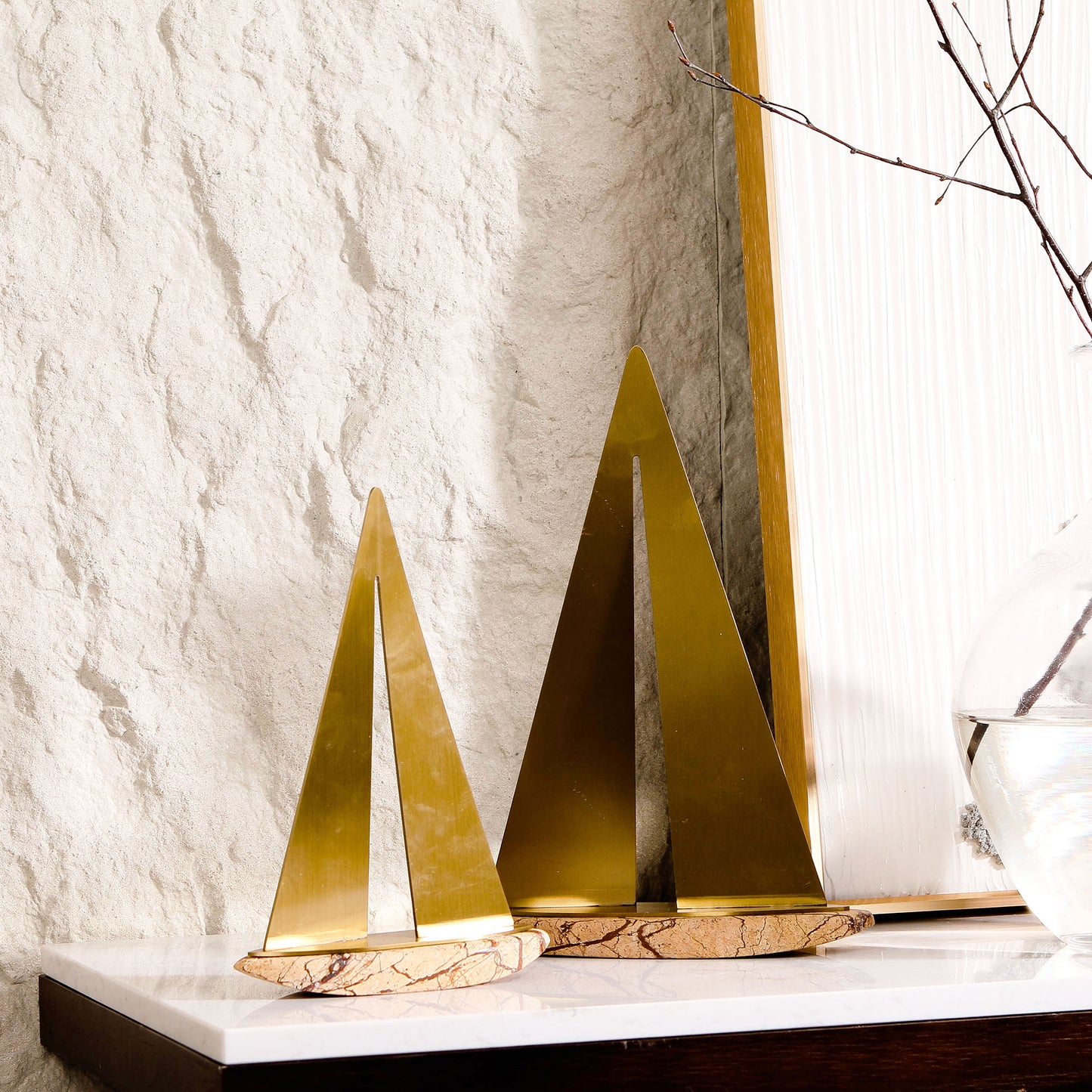 Voyager - Marble & Metal Boat Showpiece