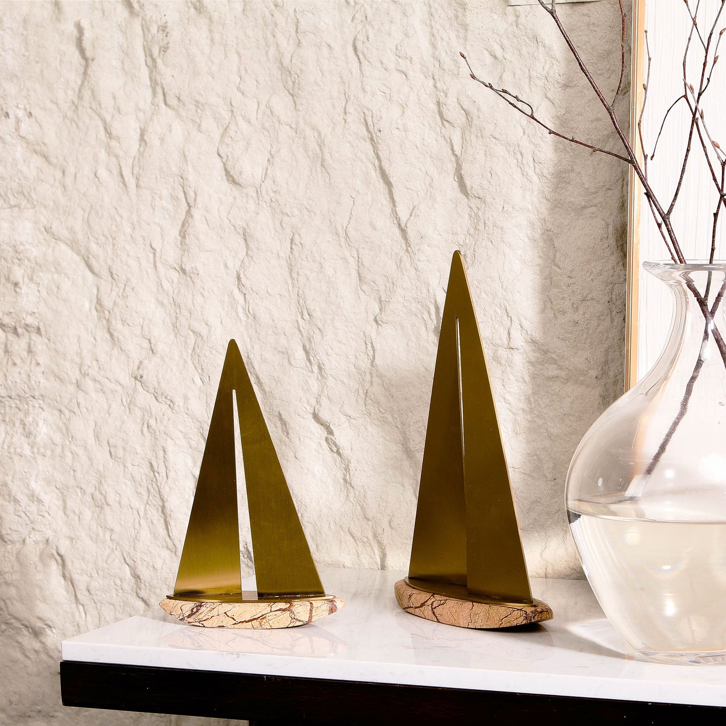 Voyager - Marble & Metal Boat Showpiece