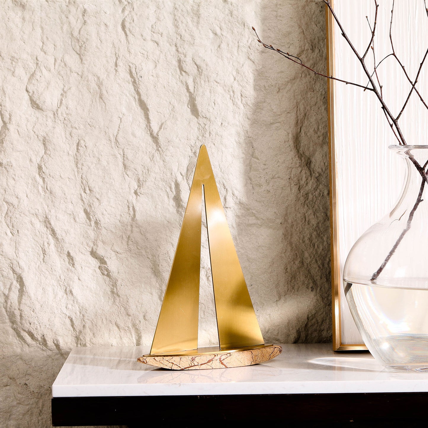 Voyager - Marble & Metal Boat Showpiece