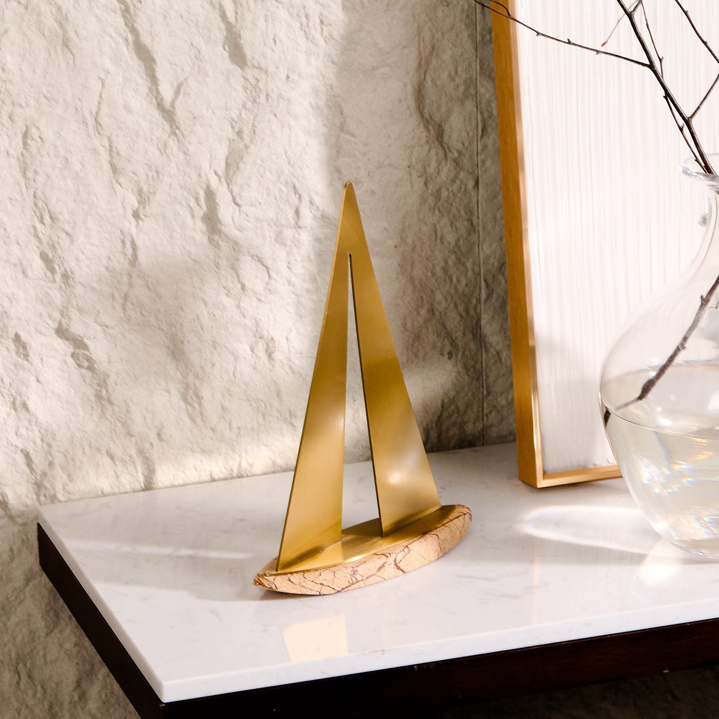 Voyager - Marble & Metal Boat Showpiece