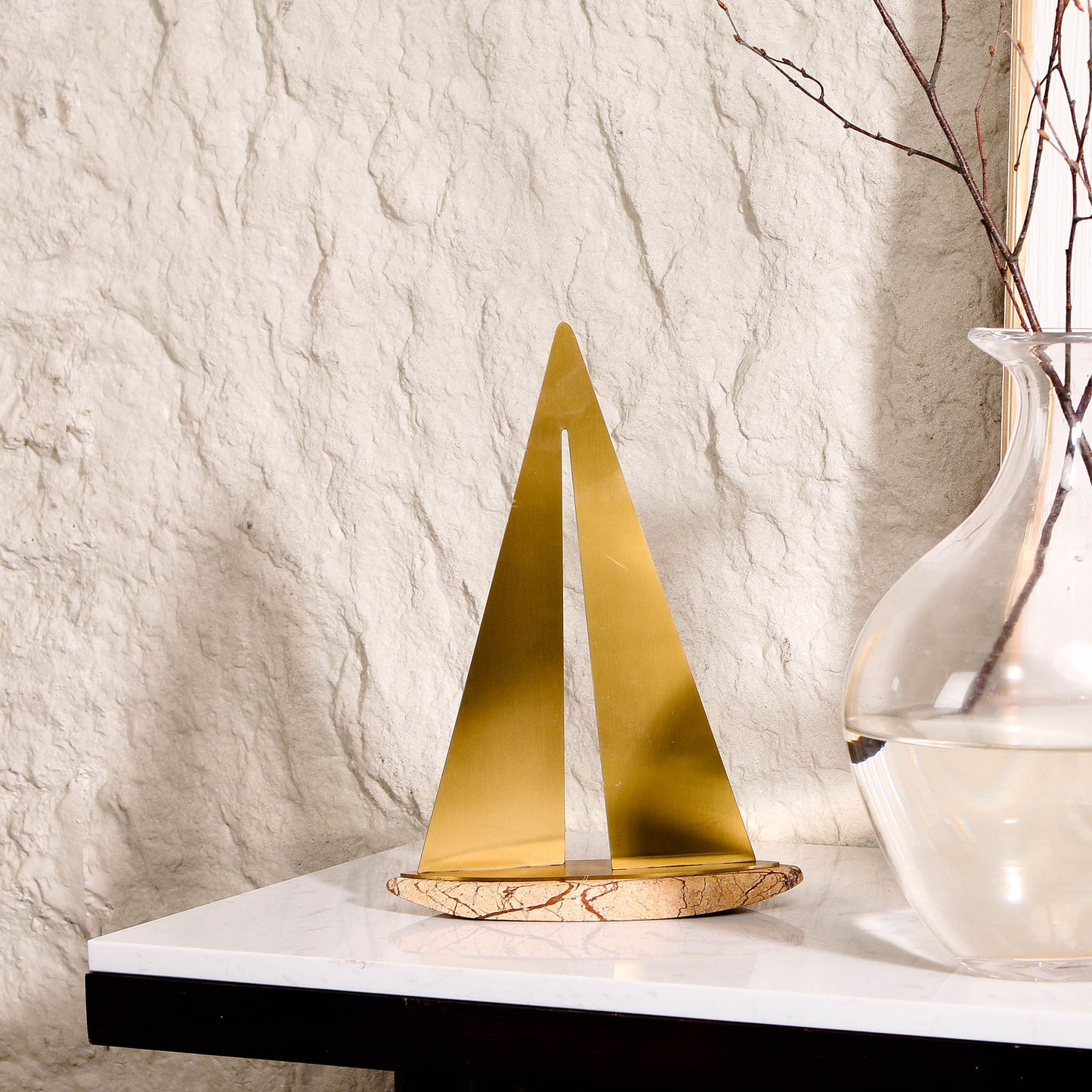 Voyager - Marble & Metal Boat Showpiece