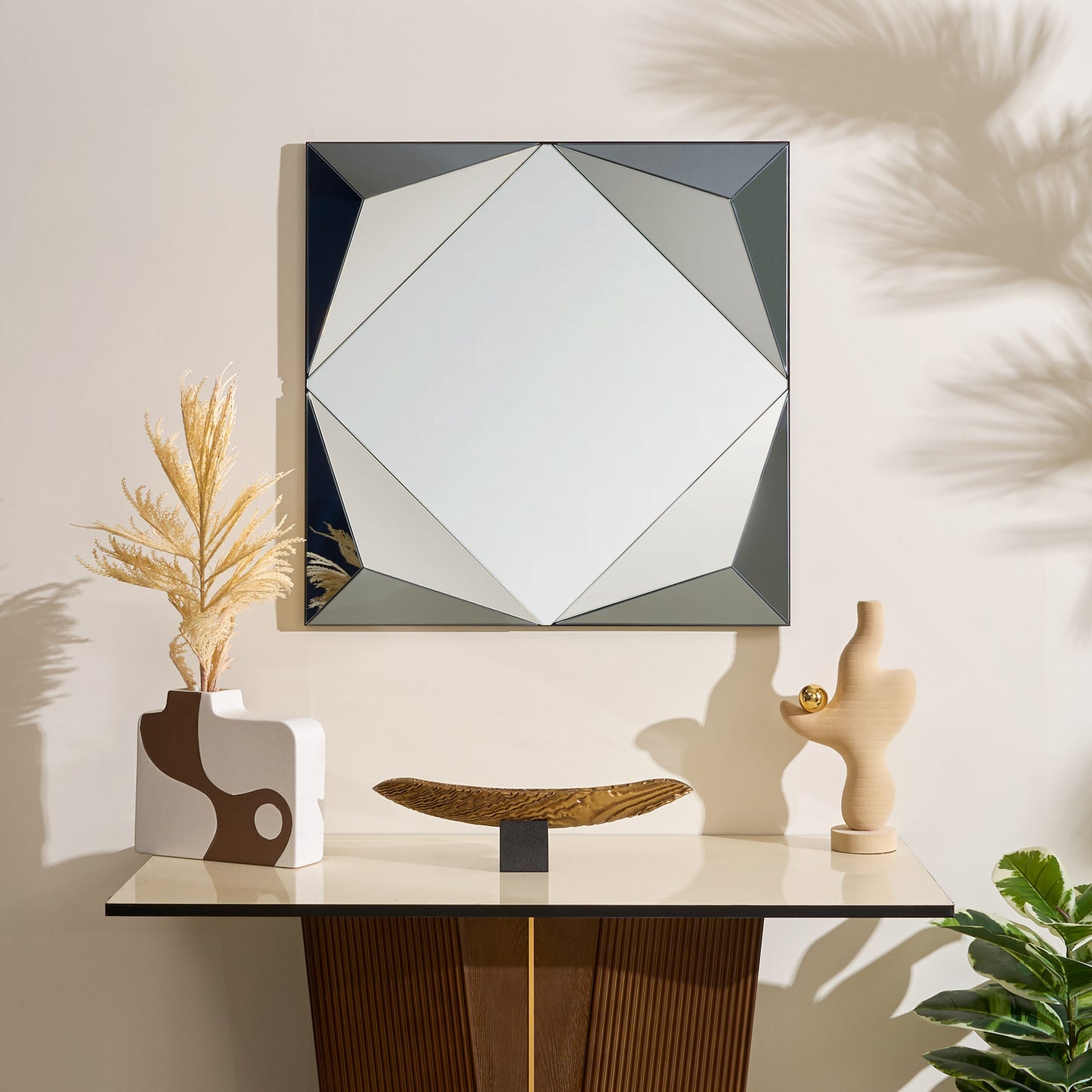 Wall Mirror Prism Pearl - Silver Finish Premium Wall Mirror ~ 2.6 ft x 2.6 ft