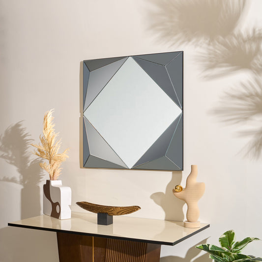 Wall Mirror Prism Pearl - Silver Finish Premium Wall Mirror ~ 2.6 ft x 2.6 ft
