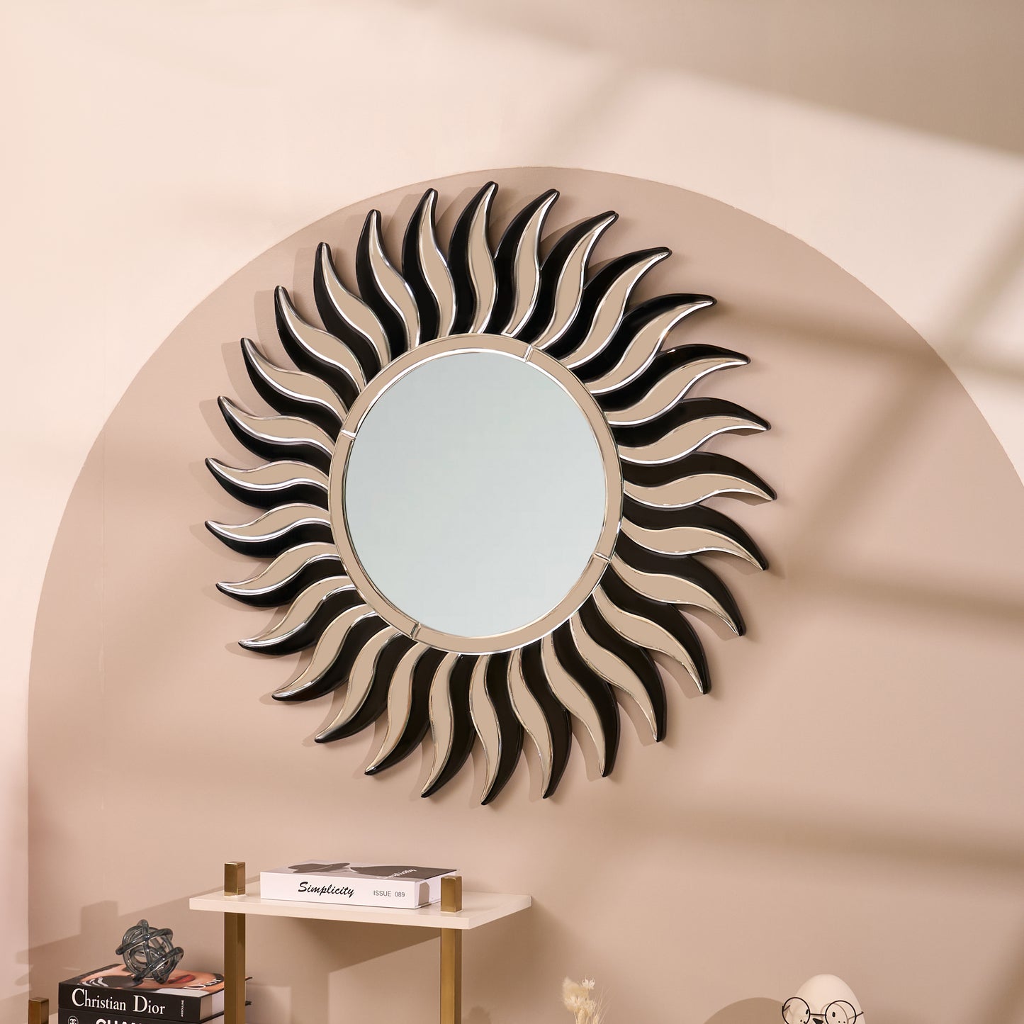 Wall Mirror Burst of Sunshine - Silver Finish Premium Wall Mirror ~ 3.3 ft Dia