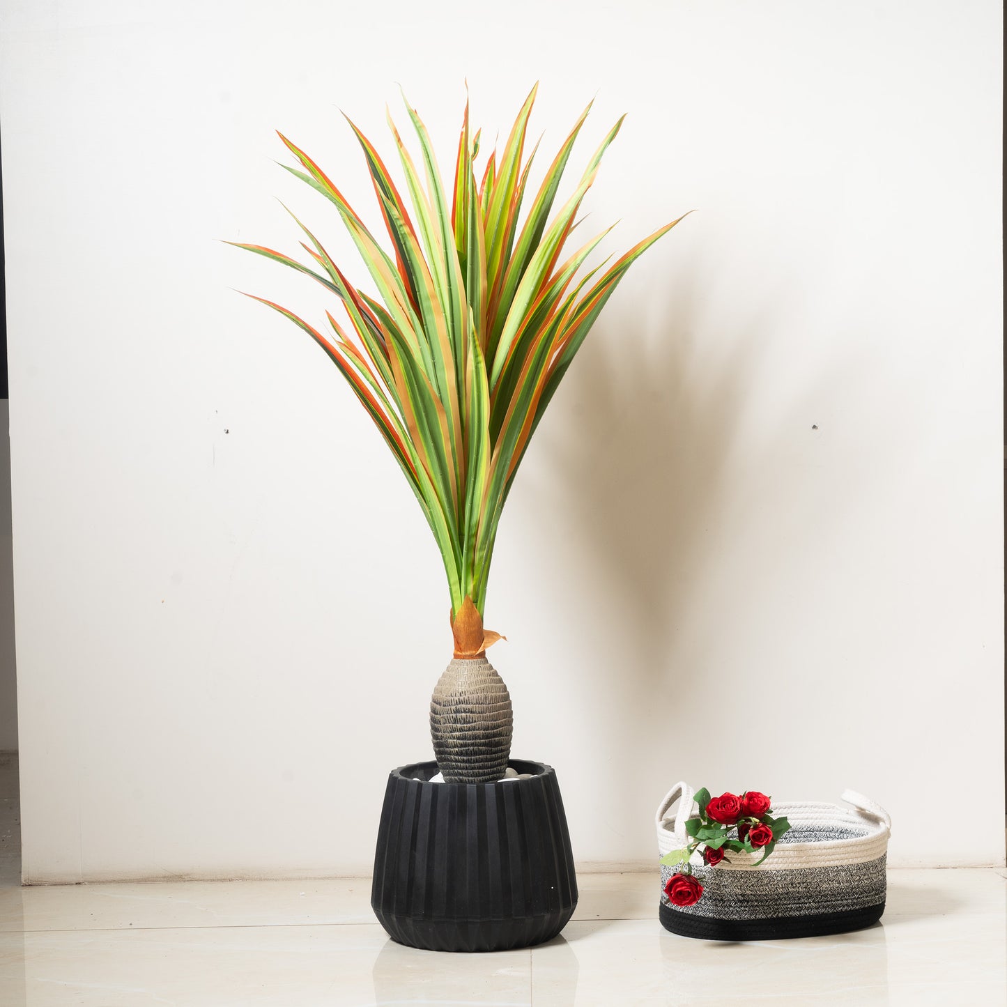 Artificial Trees/Plants Sword Leaf Tapestry - Artificial Yucca Plant in Green & Red - Style 2 ~ 4 feet Tall