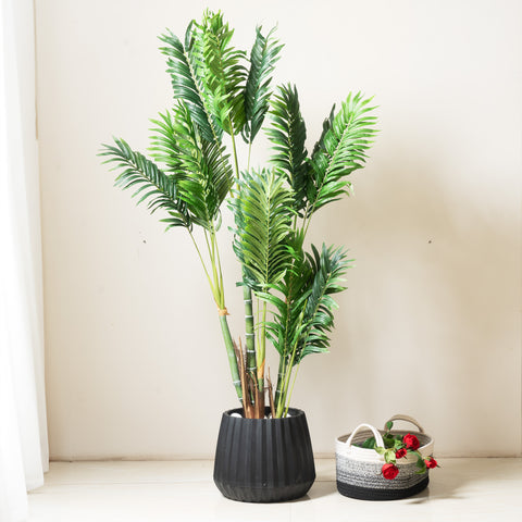 Golden Elegance: 4 Feet Tall Artificial Golden Palm Plant (Without Pot)