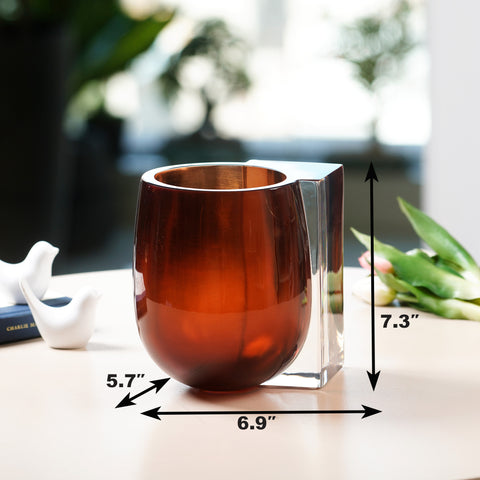 Sculpted Brew: Transparent Brown Resin Vase