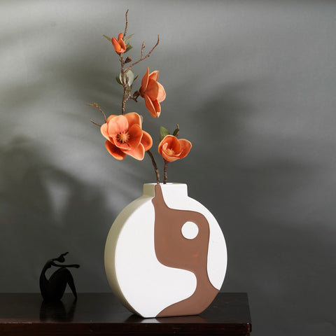 Earthen Elegance: Beige and Brown Ceramic Vase - Style 2