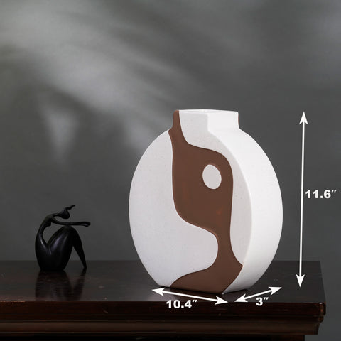 Earthen Elegance: Beige and Brown Ceramic Vase - Style 2