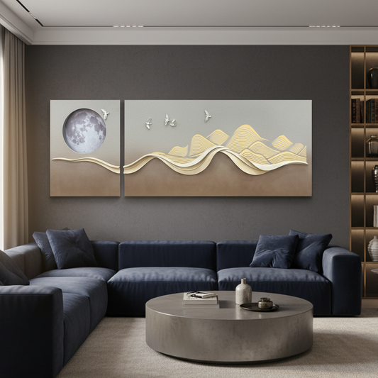Lunaris - Moon Inspired Premium 3D Wall Art ~ 8 feet Long