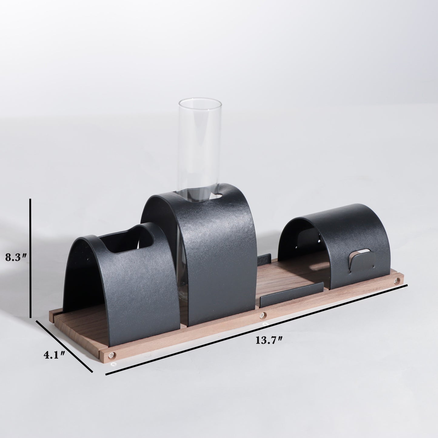 Desk Organizer The Executive's Elegance: Leather & Walnut Wood Desk Organiser - Black