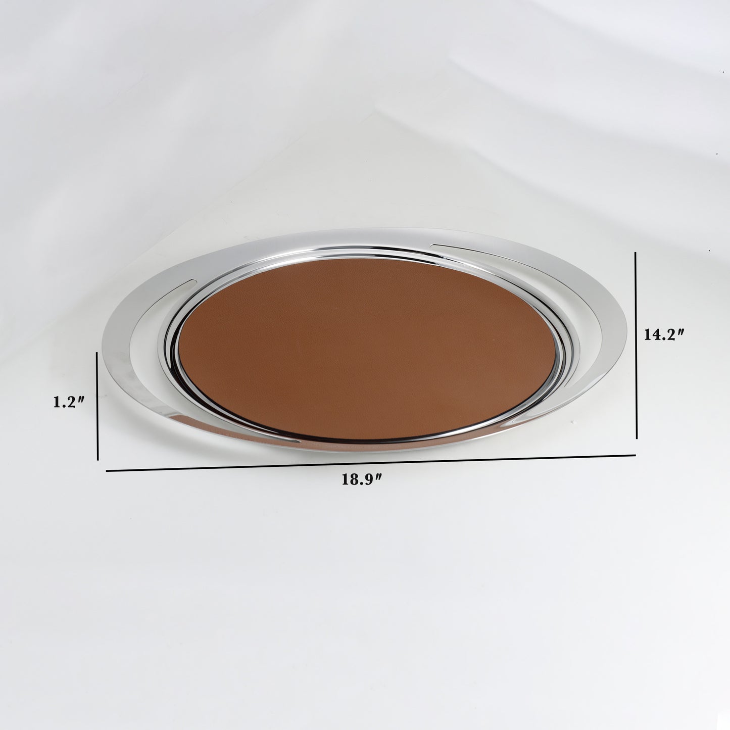 Decorative Tray Sleek Fusion: Stainless Steel & Leather Luxury Decorative Tray