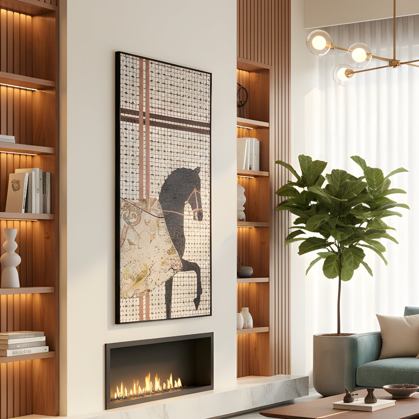 Regalia - Horse Inspired Premium 3D Vertical Wall Art (Brown) ~ 5.5 feet