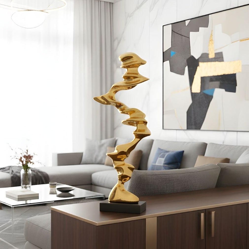 Nouvo - Modern Abstract Metallic Finish Sculptures ~ 3 ft Tall