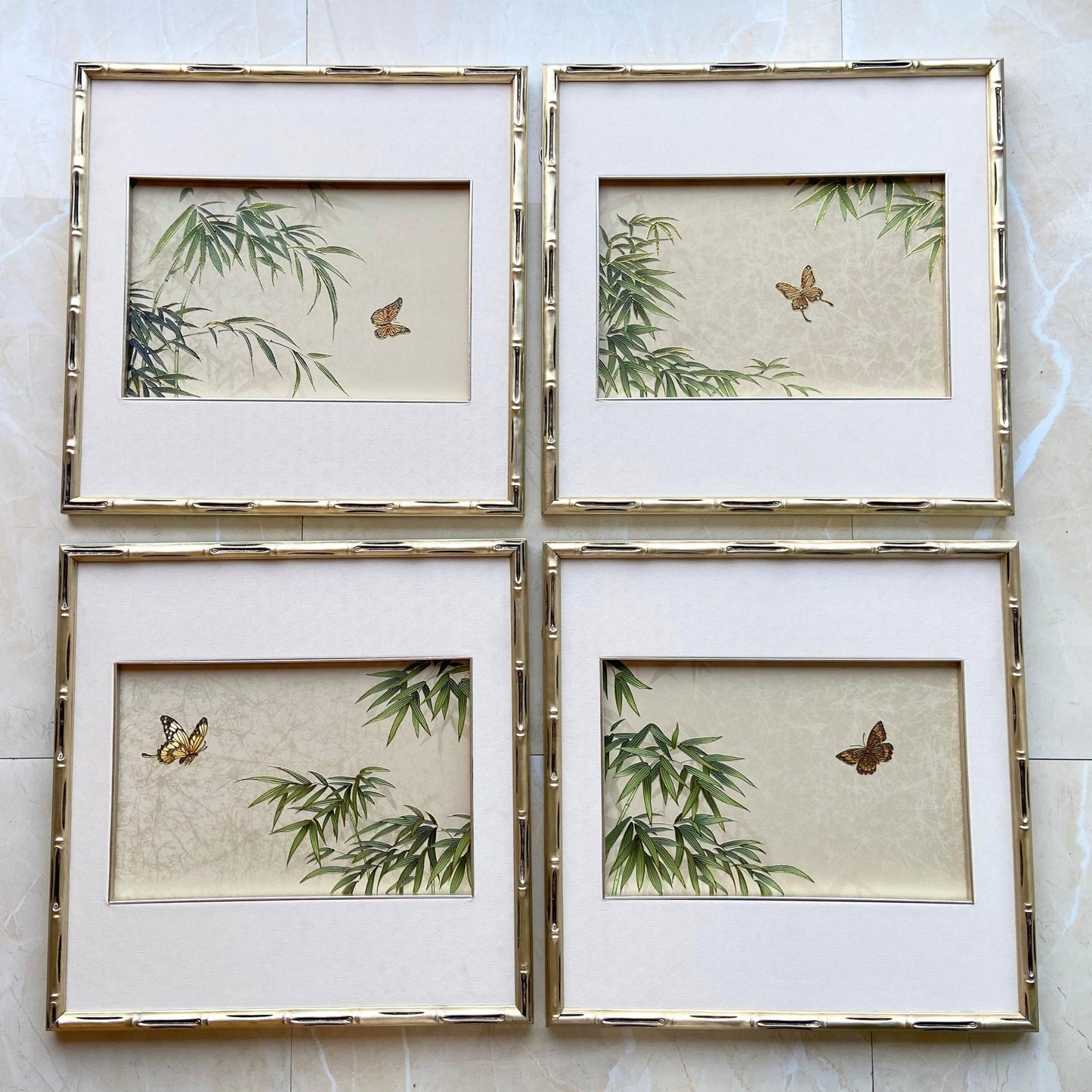 Satori - Butterfly & Nature Inspired Premium Wall Art (Set of 4) ~ 3.5 x 3.5 ft