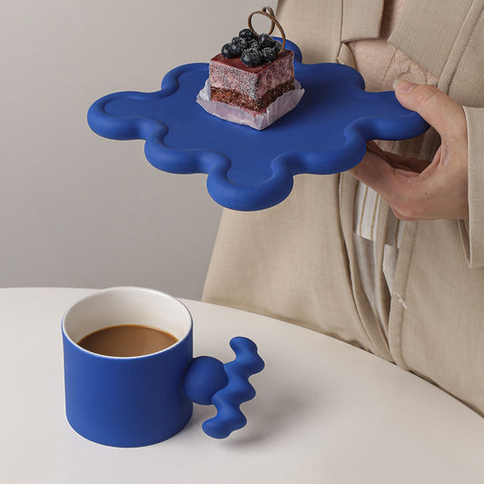 Coffee Cup Prussian Puddle - Pinterest-y Klein Blue Coffee Cup & Plate Set