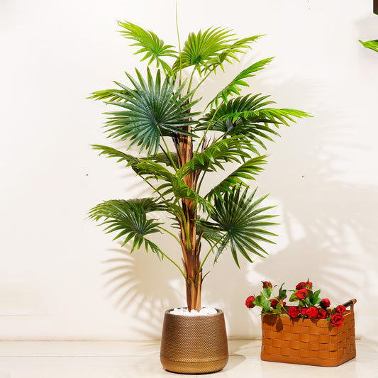 Artificial Trees/Plants Palm Perfection ≈ 4 ft Tall Artificial Fan Palm Tree (Without Pot)