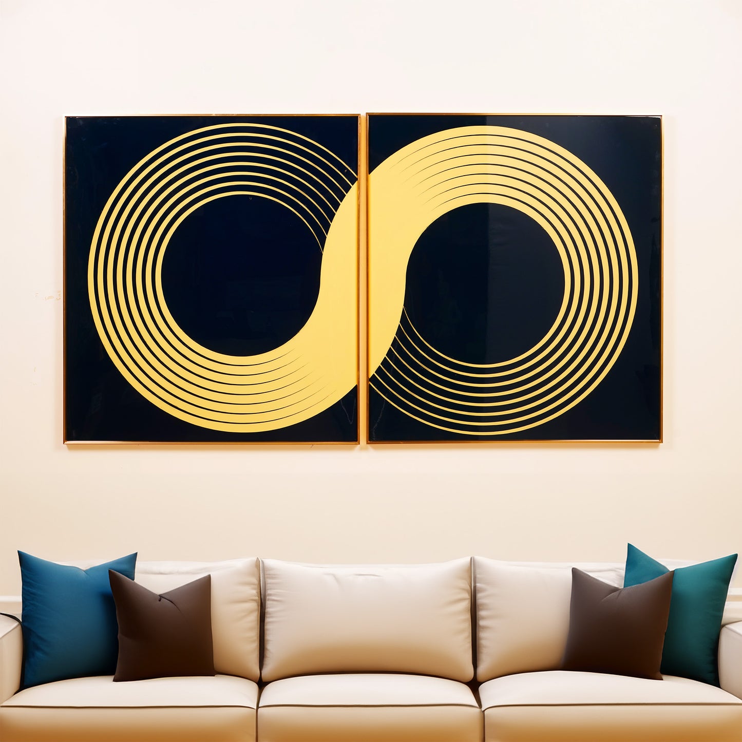 crystal porcelain wall arts Chromatic Harmonies - Infinity Themed Glass Framed Wall Art (6 x 3 Feet) (Set of 2)