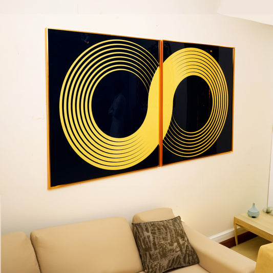 crystal porcelain wall arts Chromatic Harmonies - Infinity Themed Glass Framed Wall Art (6 x 3 Feet) (Set of 2)