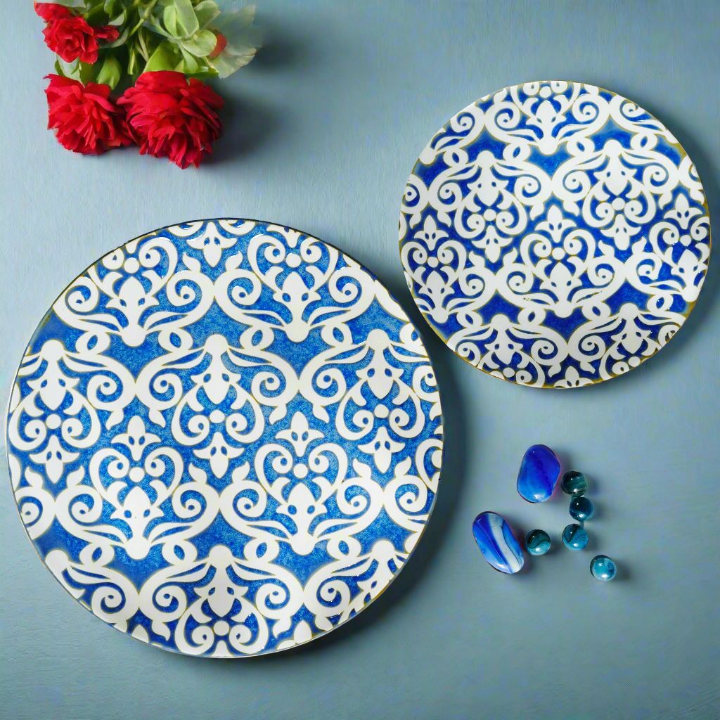 Dinner Plate Infinite Patterns Fine Porcelain Dinner Plates (Set of 4) - Blue & White