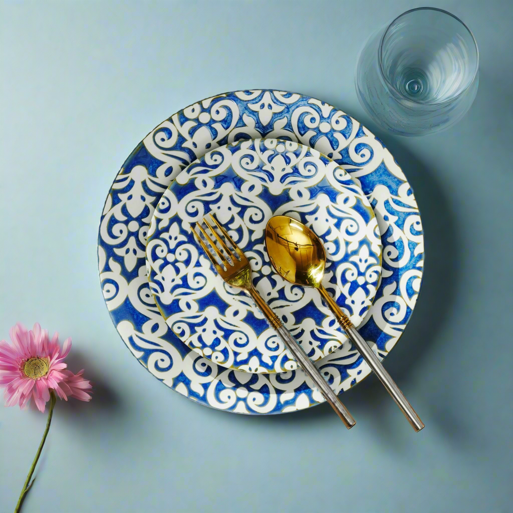 Side Plate Infinite Patterns Fine Porcelain Side Plates - Blue & White (Set of 4)