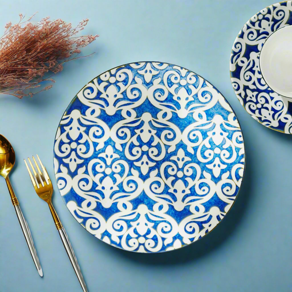 Side Plate Infinite Patterns Fine Porcelain Side Plates - Blue & White (Set of 4)