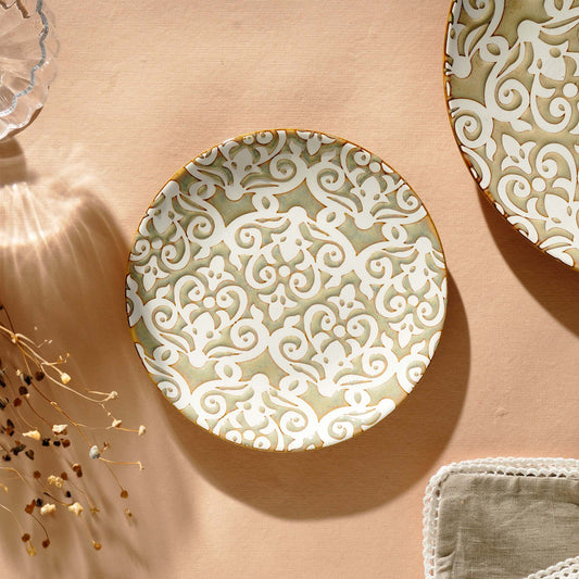 Side Plate Infinite Patterns Fine Porcelain Side Plates - Brown & White (Set of 4)