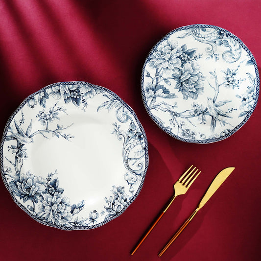 Dinner Plate Heritage Bloom Vintage Floral Style Fine Porcelain Dinner Plates (Set of 6)