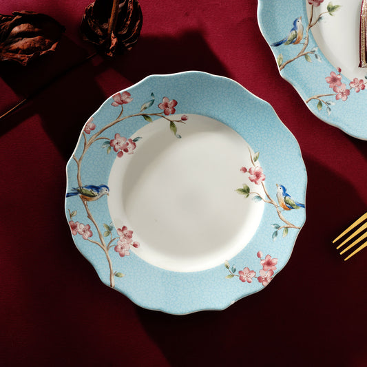 Dinner Plate Victorian Romance - Vintage Floral Style Fine Porcelain Dinner Plates (Set of 6)