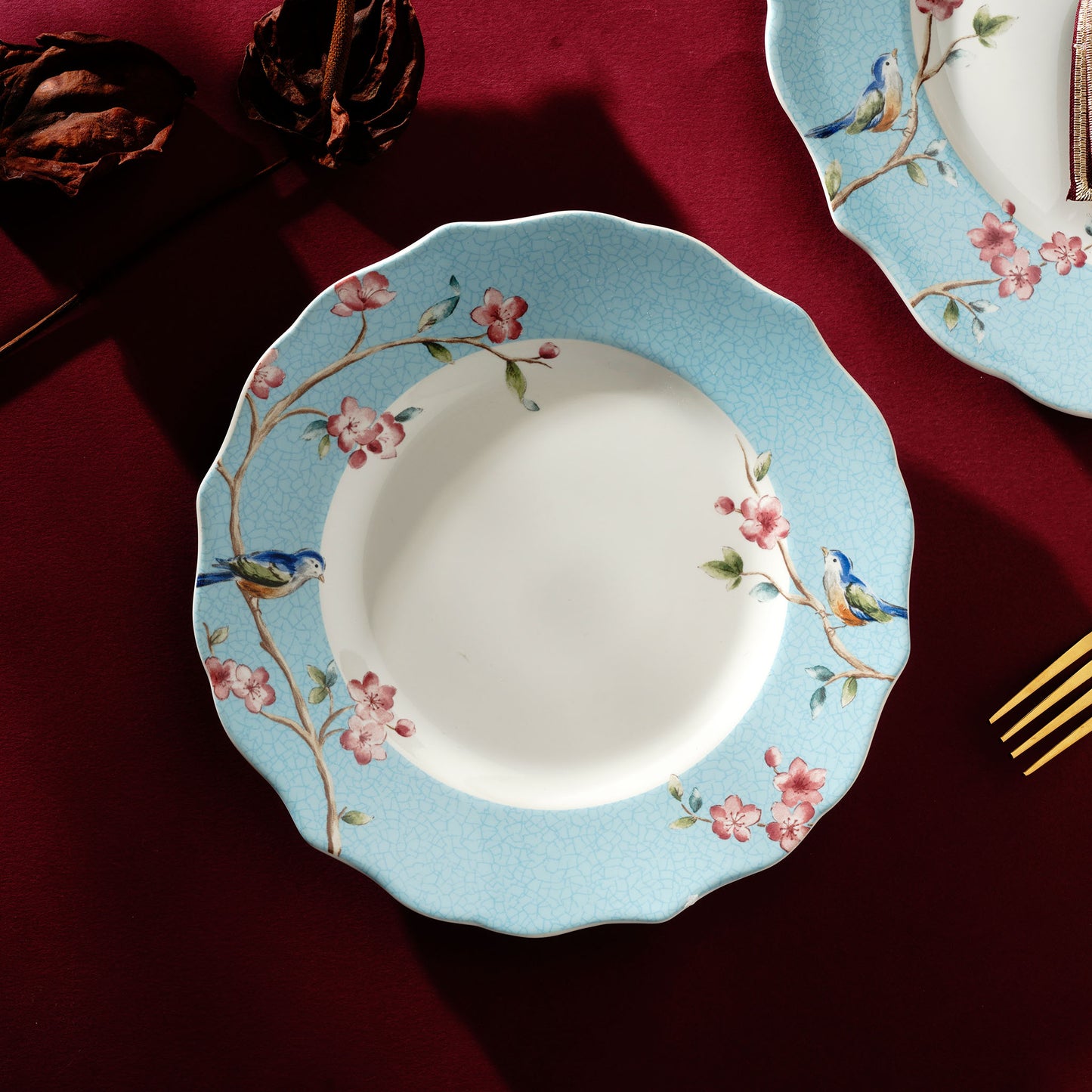 Side Plate Victorian Romance - Vintage Floral Style Fine Porcelain Side Plates (Set of 6)