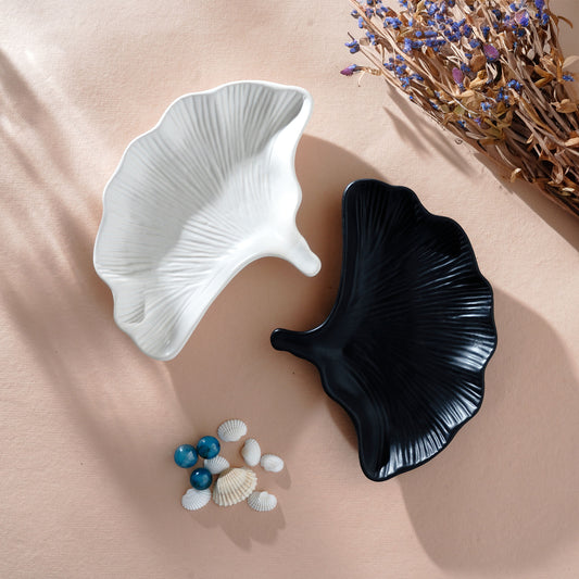 Platter Petal Platter Fine Porcelain Leaf Shaped Platter & Snack Plate - White