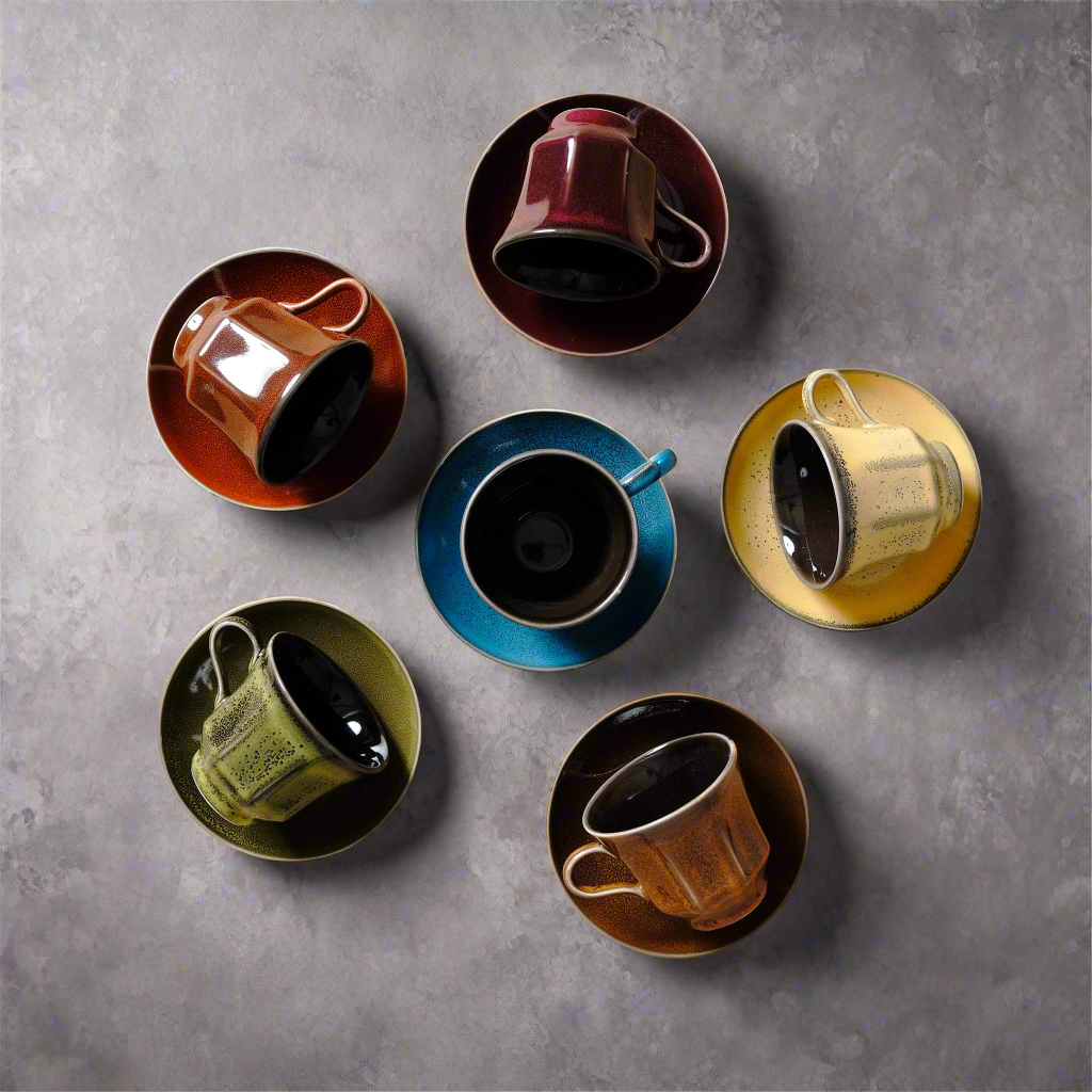 Side Plate Moroccan Mosaic - Fine Porcelain Egg Shape Snack Plate (Set of 6)