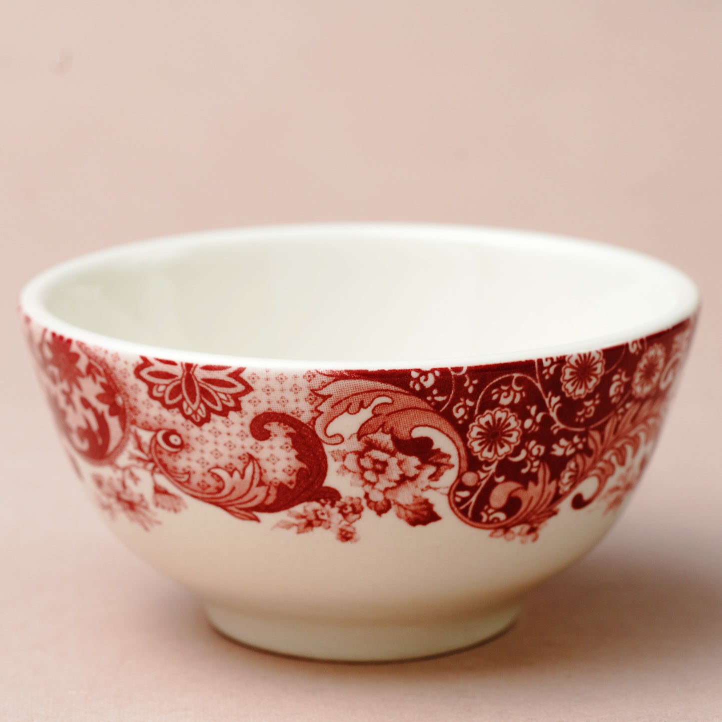Dinner Bowl Regal Victorian Grandeur Fine Porcelain 180 ml Katori Bowl - Rome Pink & White