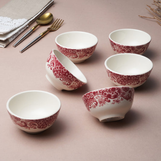 Dinner Bowl Regal Victorian Grandeur Fine Porcelain 180 ml Katori Bowl - Rome Pink & White